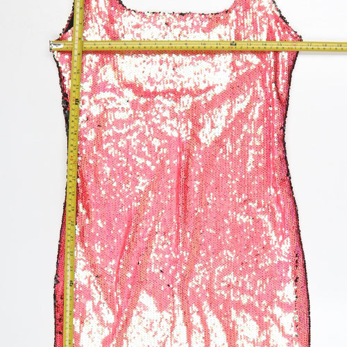 Motel Women’s Pink Sequin Bodycon Sleeveless Party Dress L