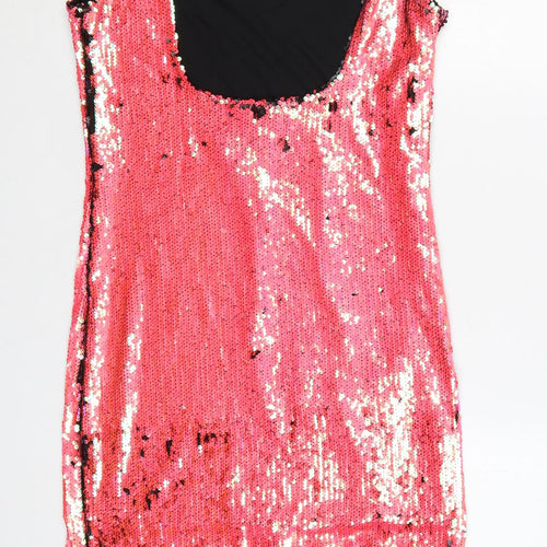 Motel Women’s Pink Sequin Bodycon Sleeveless Party Dress L