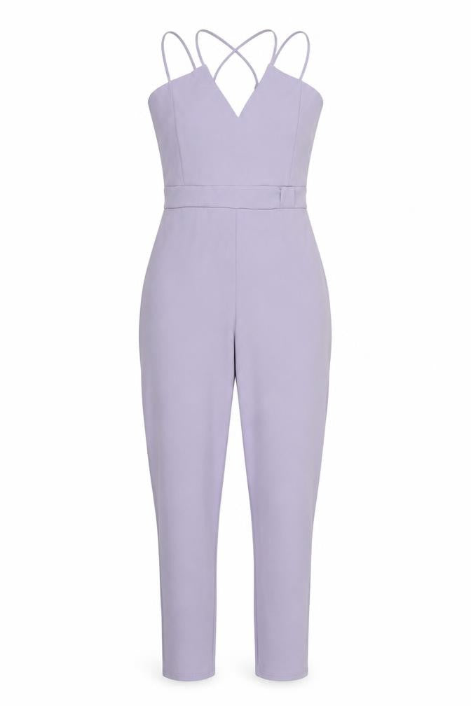 Girls On Film Women's Purple Strappy Slim Fit Jumpsuit Size 10