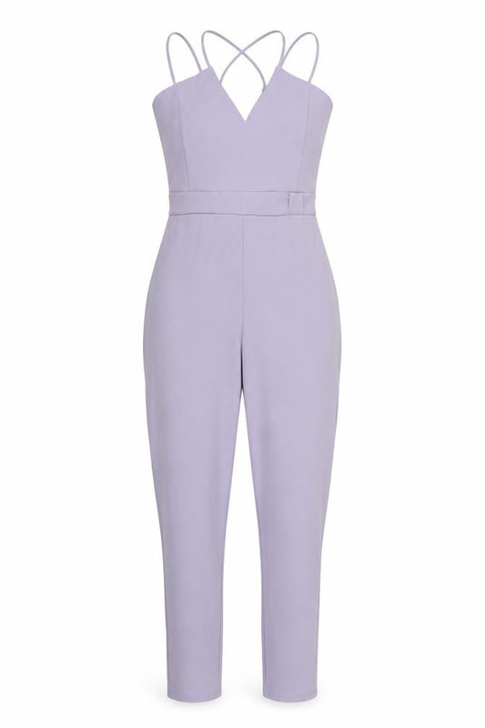 Girls On Film Women's Purple Strappy Slim Fit Jumpsuit Size 10