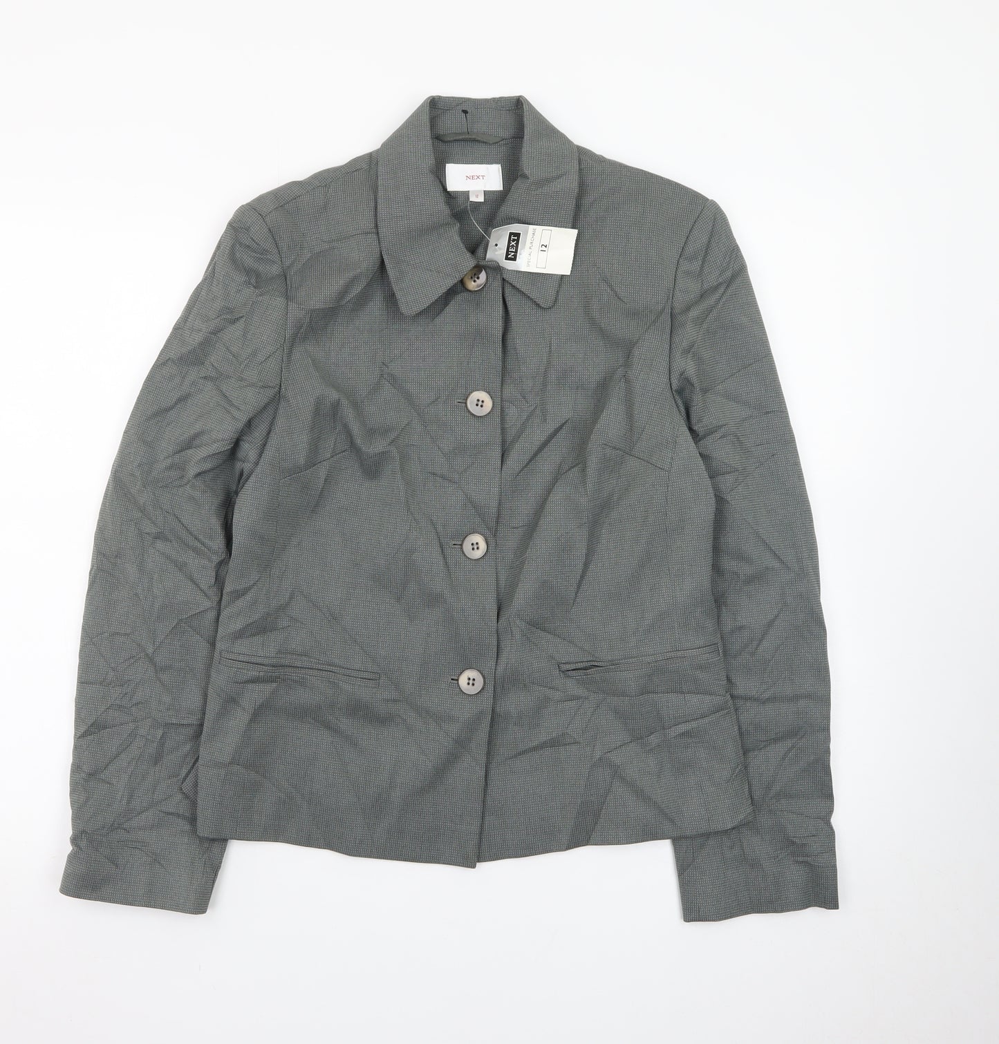 Next Women Grey Size 12 Single-Breasted Suit Jacket