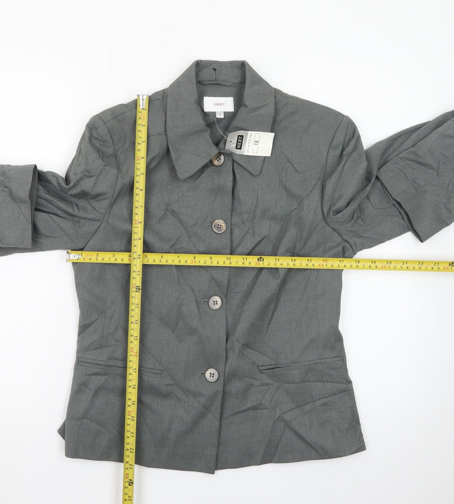 Next Women Grey Size 12 Single-Breasted Suit Jacket