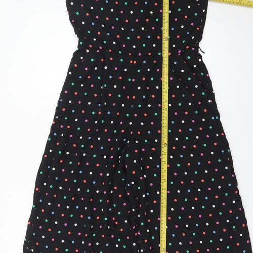 Oasis Women’s Black Polka Dot Wide-Leg Sleeveless Jumpsuit Size 10