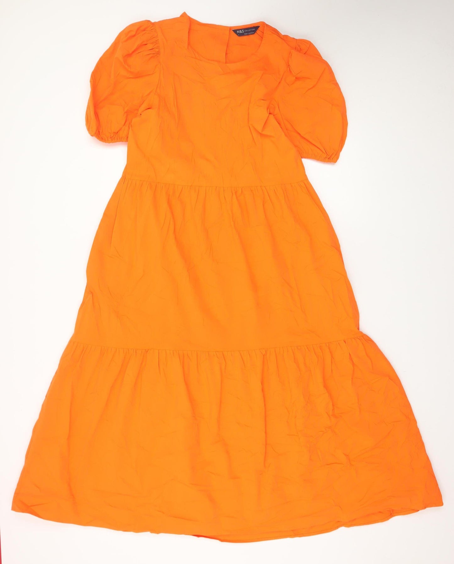 Marks and Spencer Women’s Orange Cotton A-Line Midi Dress Size 8