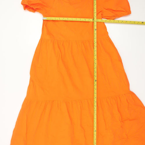 Marks and Spencer Women’s Orange Cotton A-Line Midi Dress Size 8