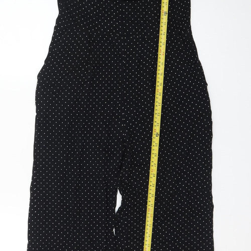 Oasis Women’s Black Polka Dot Ruffle Sleeveless Jumpsuit Size 8