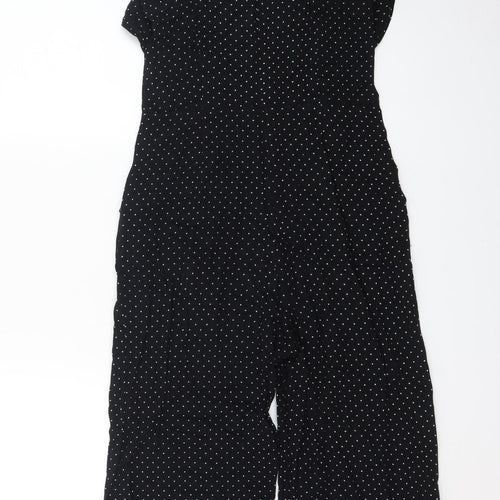 Oasis Women’s Black Polka Dot Ruffle Sleeveless Jumpsuit Size 8