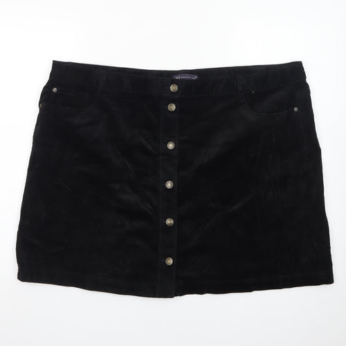 Marks and Spencer Women's Black Velvet Button Front Mini Skirt Size 24