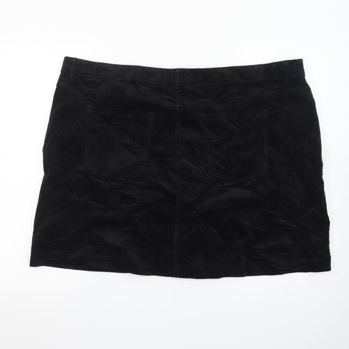 Marks and Spencer Women's Black Velvet Button Front Mini Skirt Size 24