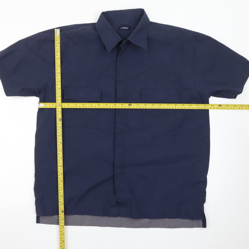 Republic Men's Blue Short Sleeve Cotton Button-Up Shirt L