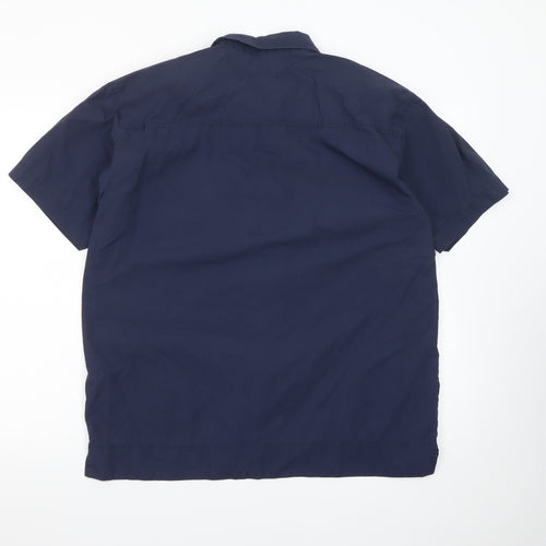 Republic Men's Blue Short Sleeve Cotton Button-Up Shirt L