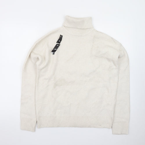 Marks and Spencer Men's Ivory Roll Neck Wool Jumper M