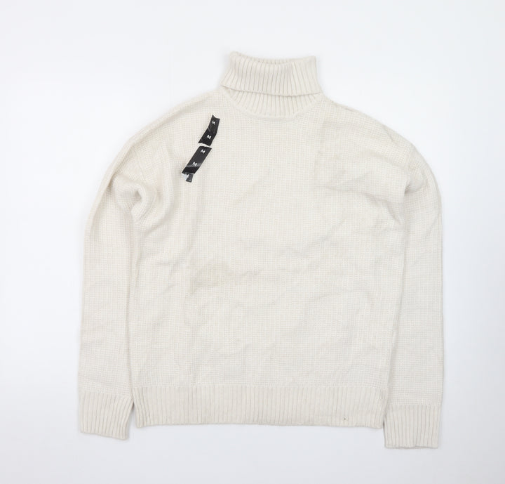 Marks and Spencer Men's Ivory Roll Neck Wool Jumper M