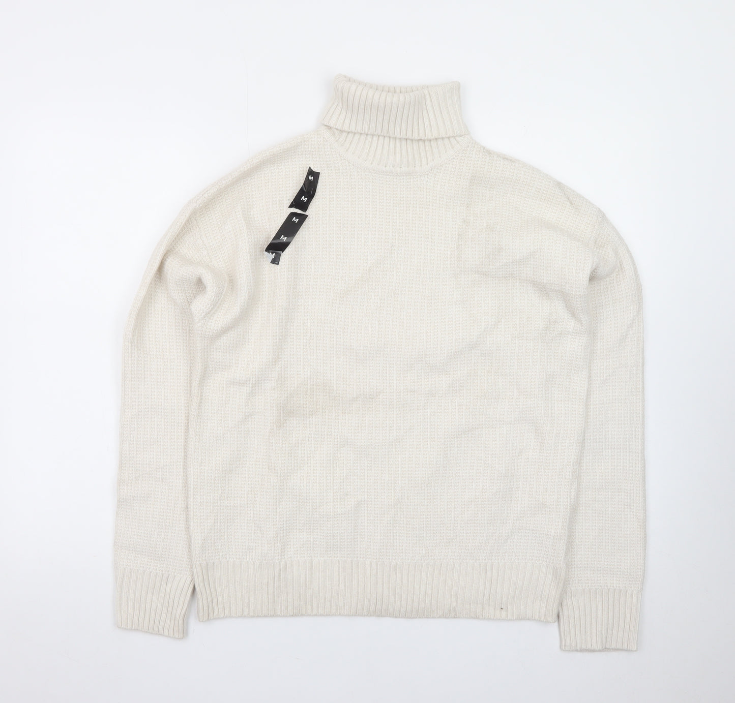 Marks and Spencer Men's Ivory Roll Neck Wool Jumper M