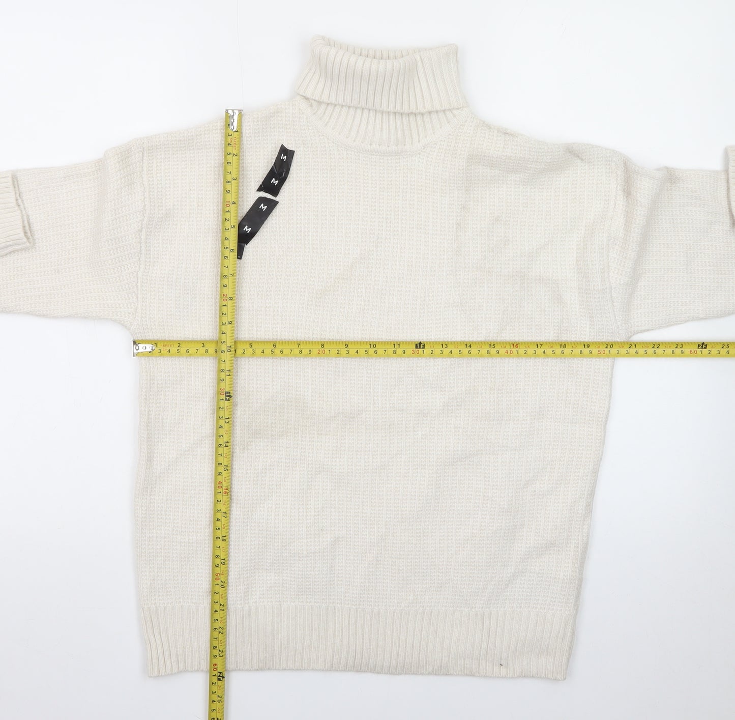 Marks and Spencer Men's Ivory Roll Neck Wool Jumper M