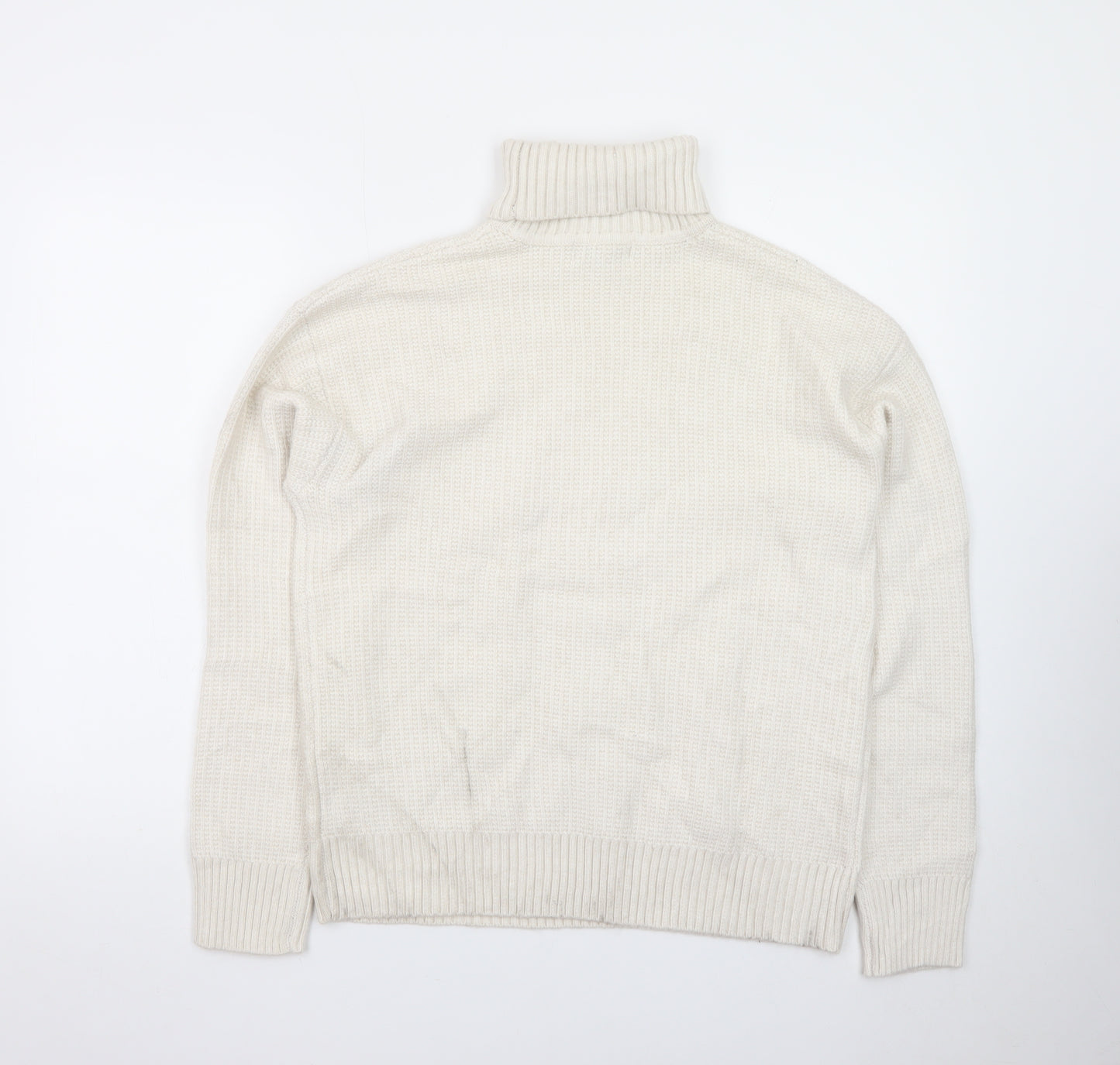 Marks and Spencer Men's Ivory Roll Neck Wool Jumper M