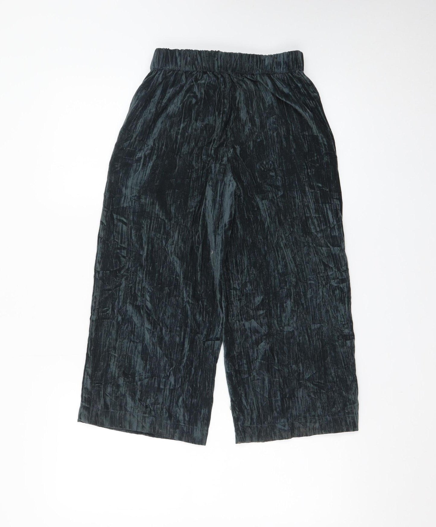 ZARA Girls Black Velvet Embellished Wide Leg Trousers Age 8 Years