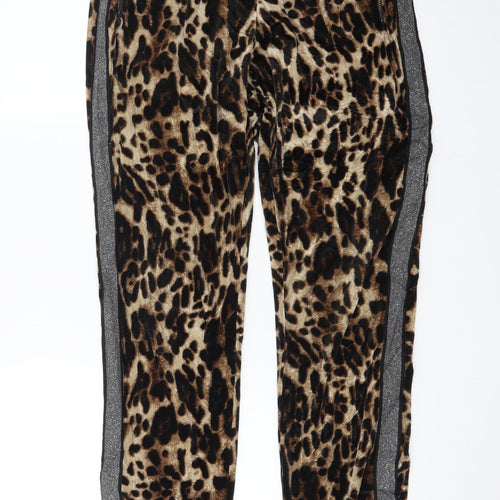 NÜ Denmark Women's Brown Animal Print Velour Jogger Trousers Size S
