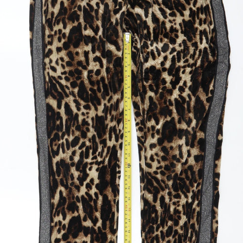 NÜ Denmark Women's Brown Animal Print Velour Jogger Trousers Size S