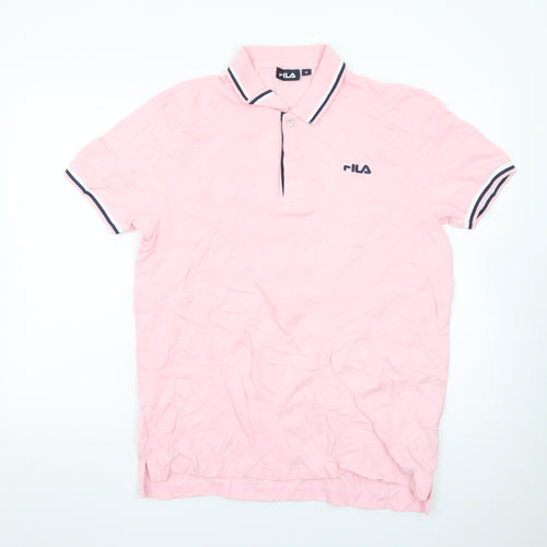 FILA Men's Pink Short Sleeve Cotton Polo Shirt Size M