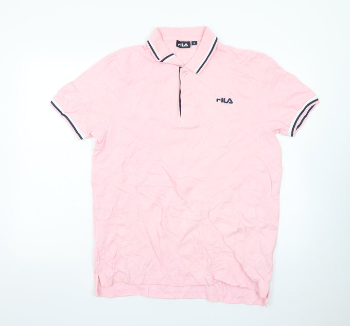 FILA Men's Pink Short Sleeve Cotton Polo Shirt Size M