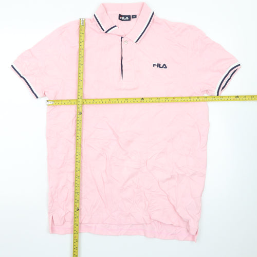 FILA Men's Pink Short Sleeve Cotton Polo Shirt Size M
