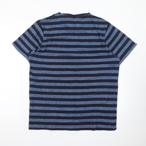 Common People Men's Blue Striped Cotton T-Shirt Size L