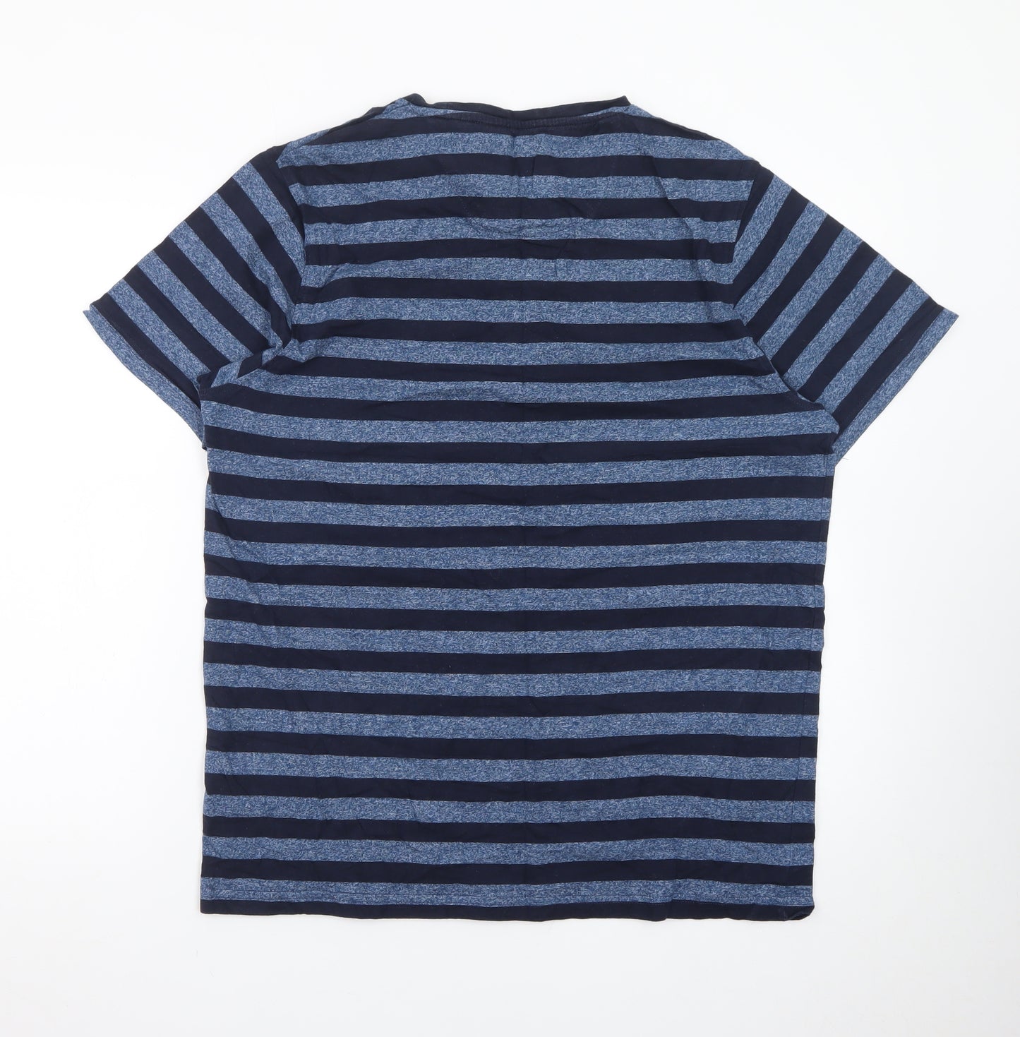 Common People Men's Blue Striped Cotton T-Shirt Size L