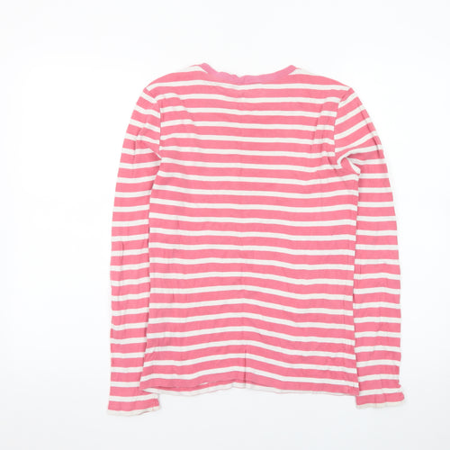 Ralph Lauren Women's Pink Striped Long Sleeve Cotton T-Shirt M