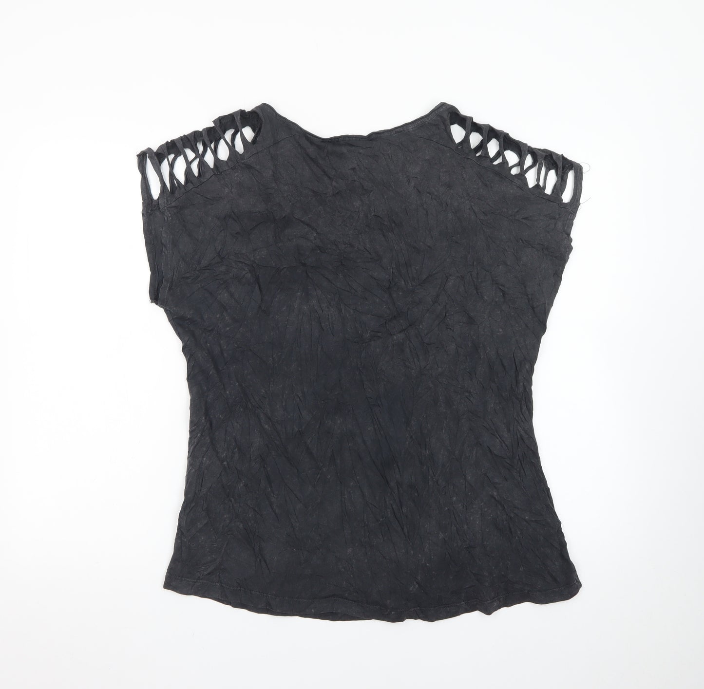 Disney Women’s Black Hades Graphic Cut-Out Sleeveless T-Shirt Size L