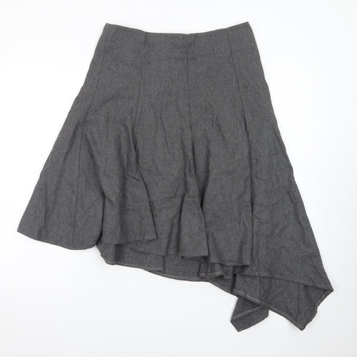 Topshop Women's Grey Asymmetric Midi Skirt Size 10