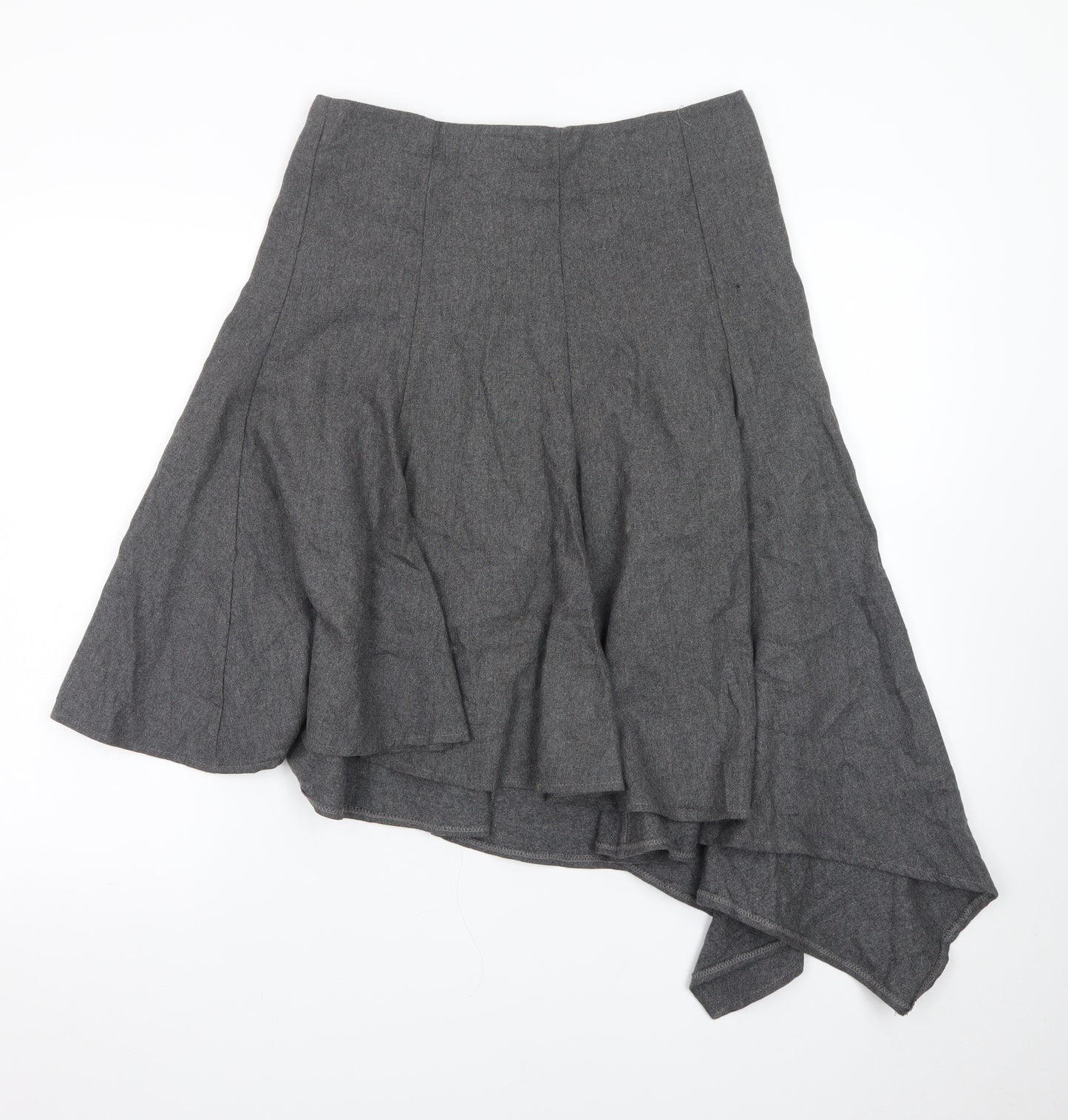 Topshop Women's Grey Asymmetric Midi Skirt Size 10