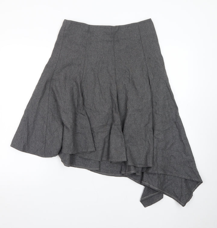 Topshop Women's Grey Asymmetric Midi Skirt Size 10