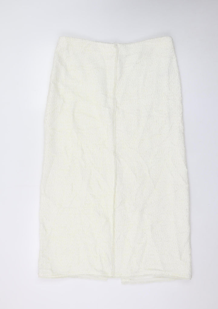 Marks and Spencer Women’s White Tweed High Rise Midi Skirt Size 14