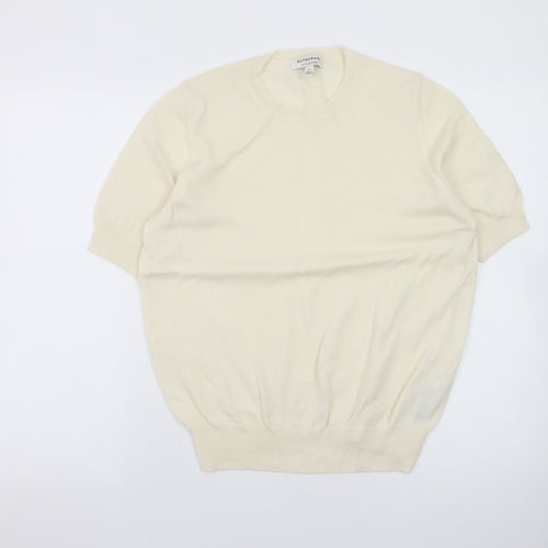 Marks and Spencer Women Ivory Cashmere Blend Short Sleeve Jumper L