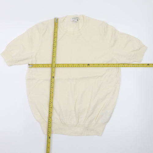 Marks and Spencer Women Ivory Cashmere Blend Short Sleeve Jumper L