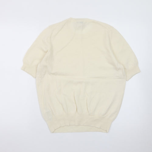Marks and Spencer Women Ivory Cashmere Blend Short Sleeve Jumper L