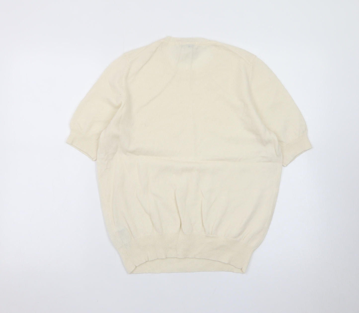 Marks and Spencer Women Ivory Cashmere Blend Short Sleeve Jumper L