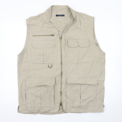CU & Co. Men's Beige Cotton Safari Waistcoat Vest L