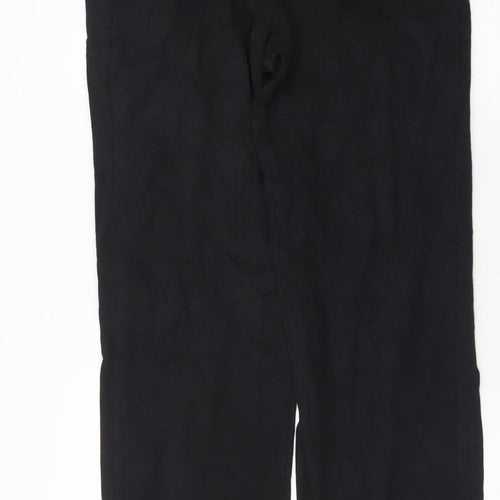 Saint + Sofia Black Linen Women's Trousers UK 16 Straight Leg