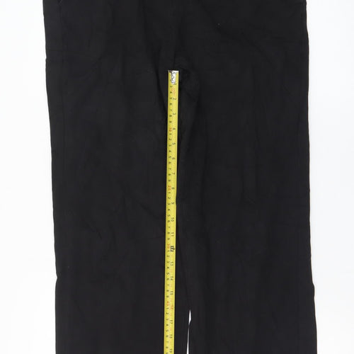 Saint + Sofia Black Linen Women's Trousers UK 16 Straight Leg