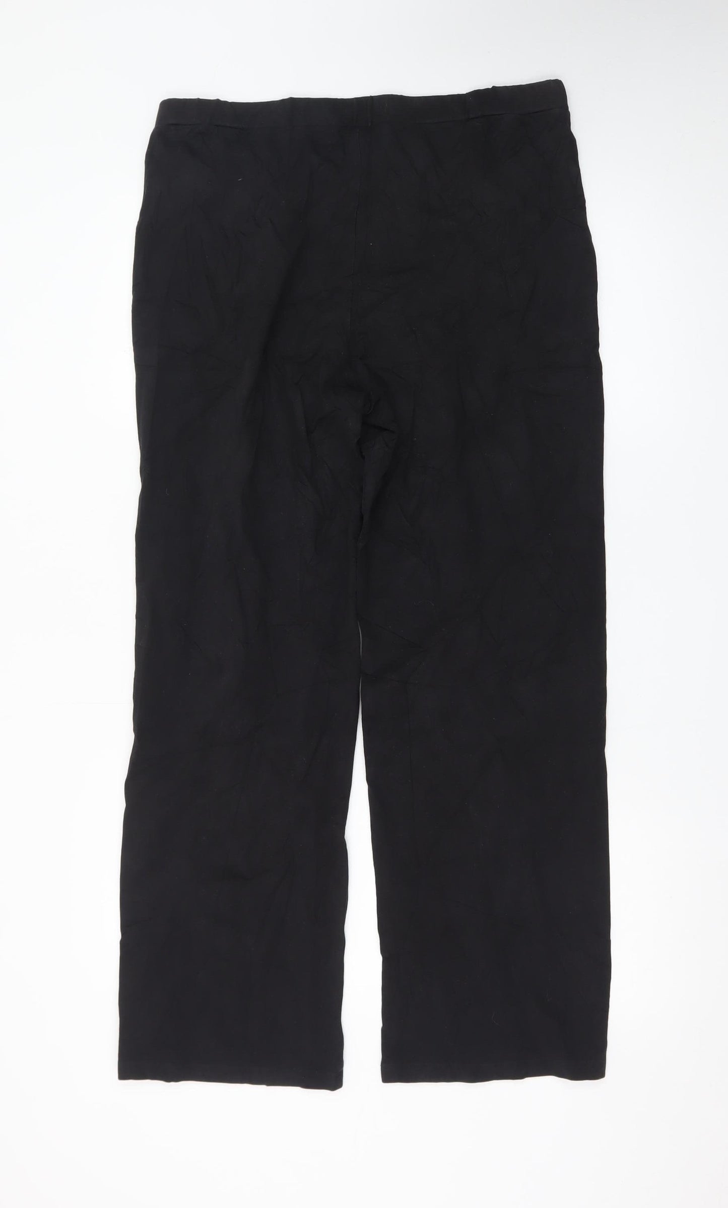 Saint + Sofia Black Linen Women's Trousers UK 16 Straight Leg