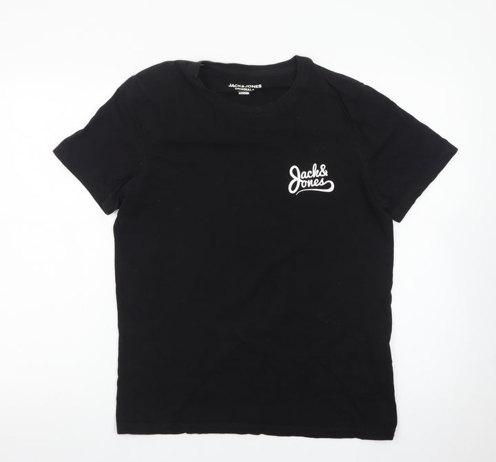 Jack & Jones Originals Men's Black Regular Fit Cotton T-Shirt Size S