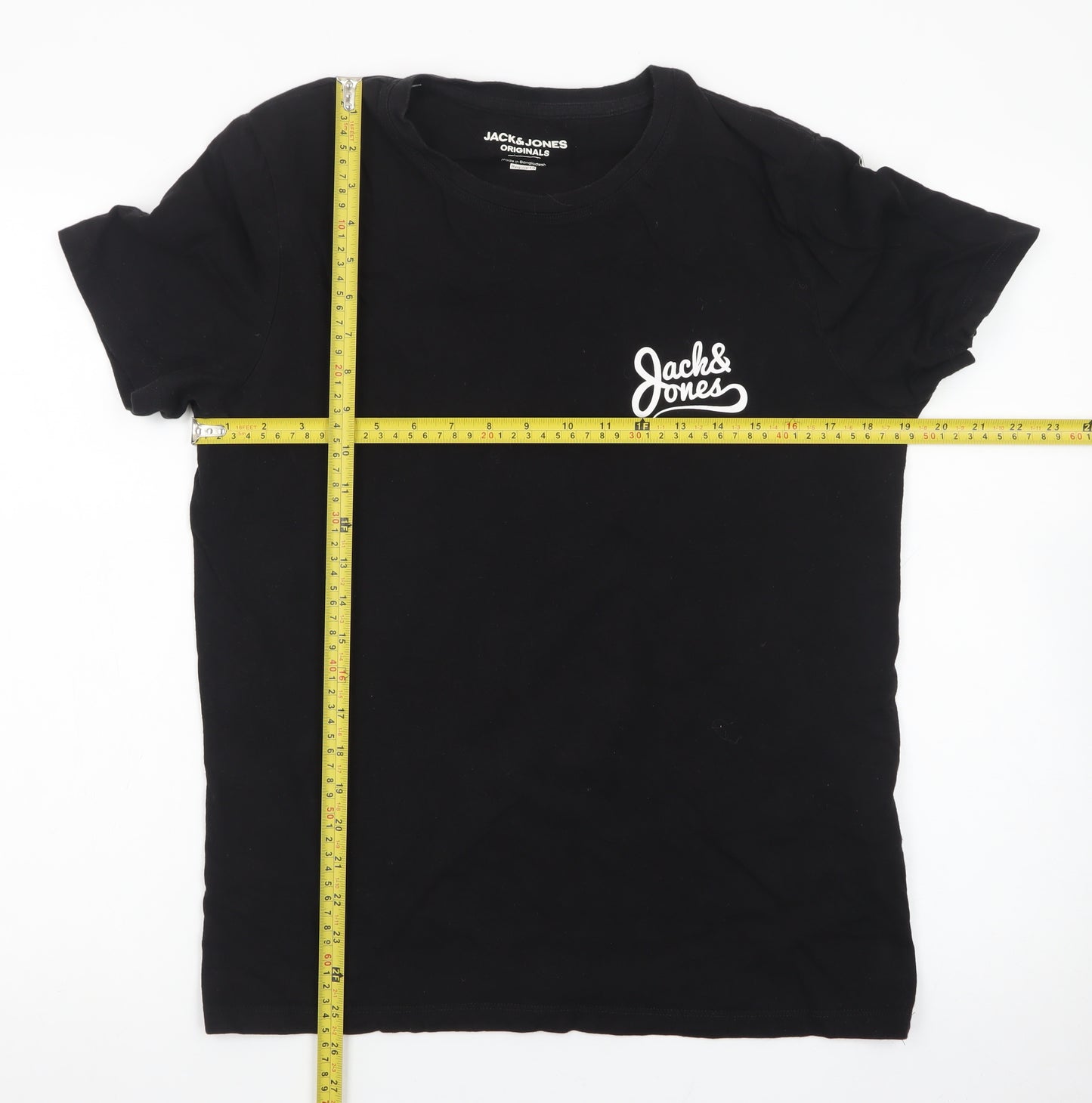 Jack & Jones Originals Men's Black Regular Fit Cotton T-Shirt Size S