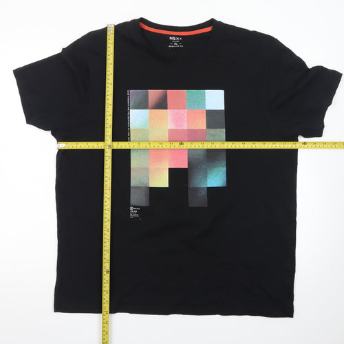 Next Men's Black XL Regular Fit Graphic Print Cotton T-Shirt