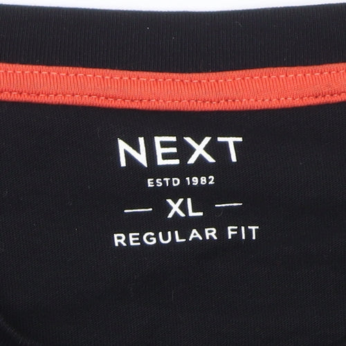 Next Men's Black XL Regular Fit Graphic Print Cotton T-Shirt