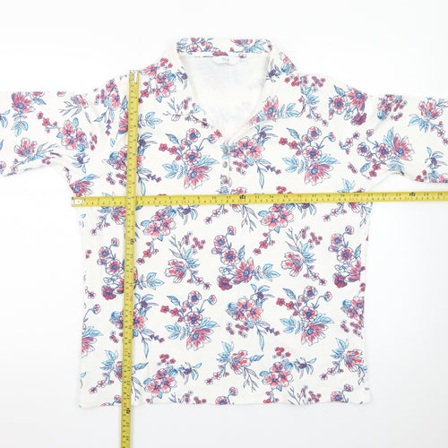 ISLE Womens Multicoloured Floral Collared Polo Shirt Size L 18-20