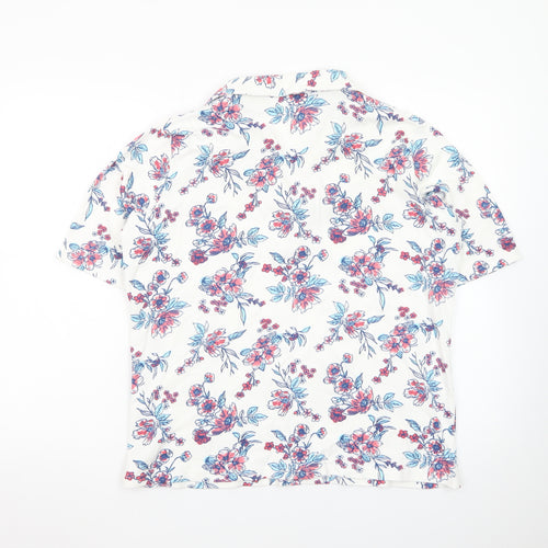 ISLE Womens Multicoloured Floral Collared Polo Shirt Size L 18-20