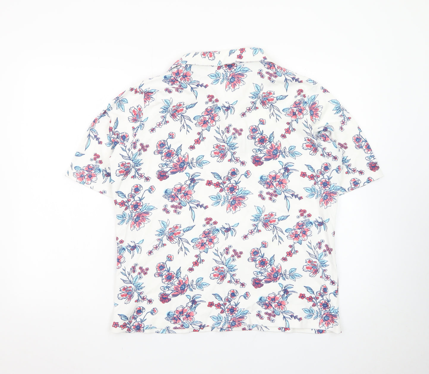 ISLE Womens Multicoloured Floral Collared Polo Shirt Size L 18-20