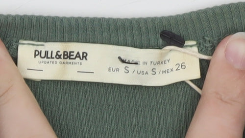 Pull & Bear Women Green S Ribbed Tank Dress Cotton Blend